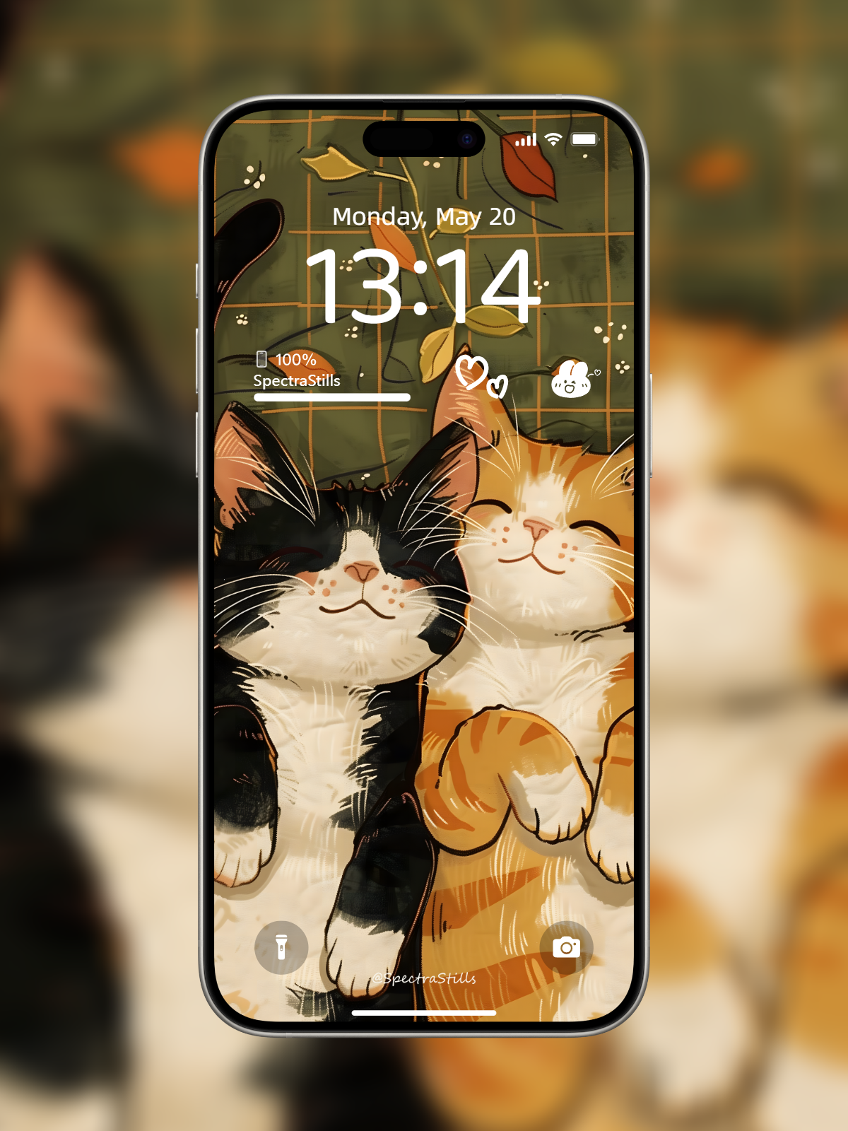 4K HD Wallpaper Background - 2-in-1 Black and Orange Cat Phone Wallpaper Set