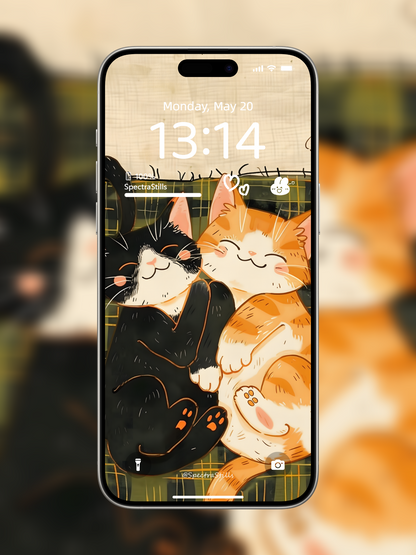 4K HD Wallpaper Background - 2-in-1 Black and Orange Cat Phone Wallpaper Set