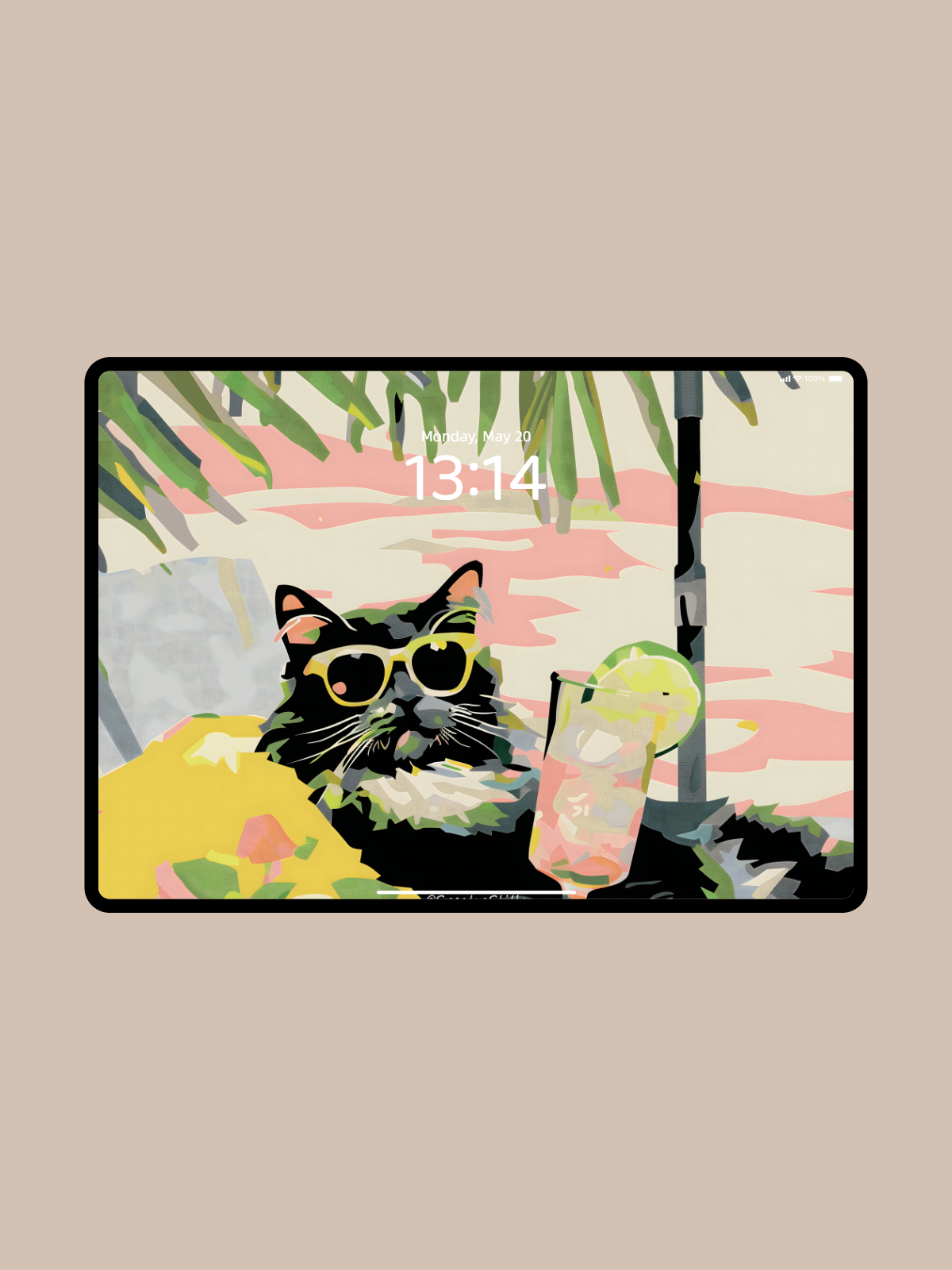 Cute Cat with Sunglasses - Watercolor Sketch Wallpaper