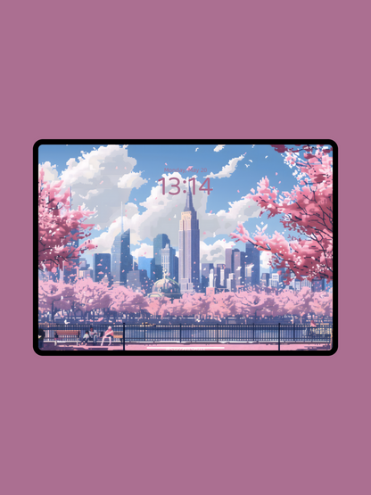 Empire State Building Springtime - Pixel Art Wallpaper for Phone and Desktop