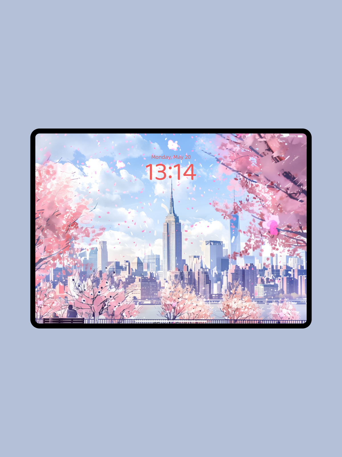 Empire State Building Springtime - Watercolor Wallpaper for Phone and Desktop