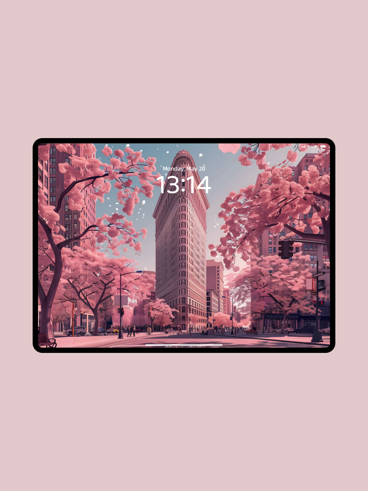 Flatiron Building Springtime - Pixel Art Wallpaper for Phone and Desktop