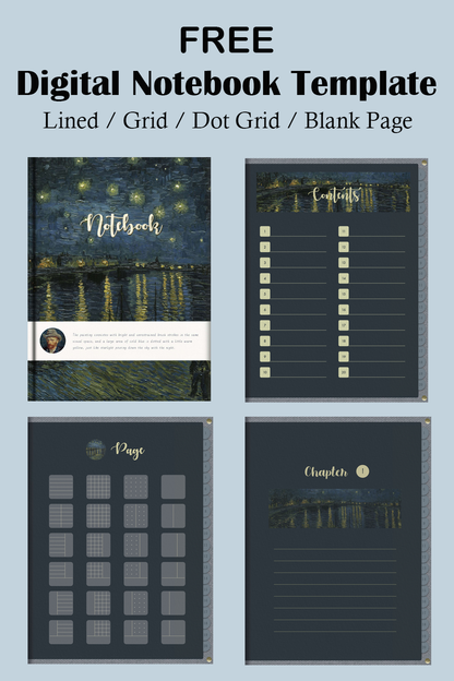 Free Vincent van Gogh Digital Notebook Template