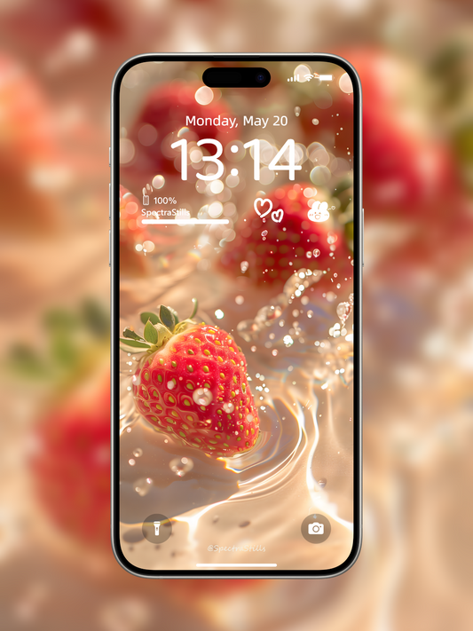 4K HD Wallpaper Background - Sparkling Strawberry Wallpaper