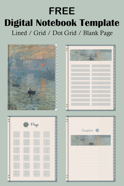 Free Claude Monet Digital Notebook Template