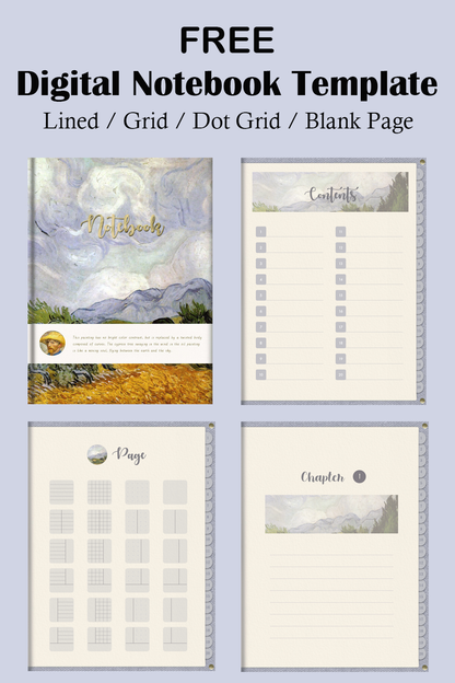 Free Vincent van Gogh Digital Notebook Template